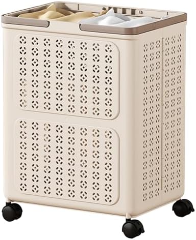 Portable Foldable Laundry Basket, Lightweight Plastic Clothes Hamper with Handles, Sturdy Design, Easy Storage for Small Spaces, Ideal for Home & Travel