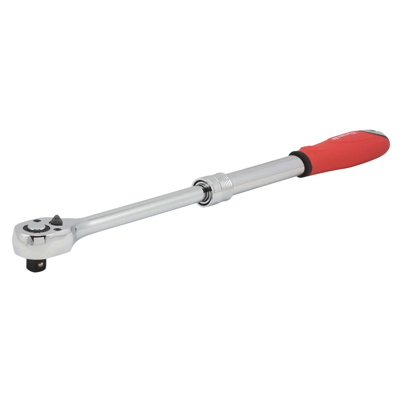03068A 1/2-Inch Drive Extendable Ratchet Handle | 72 Tooth Reversible Ratcheting Feature w/Soft Grip Handle | 12 to 17-1/2” Lengths, Red