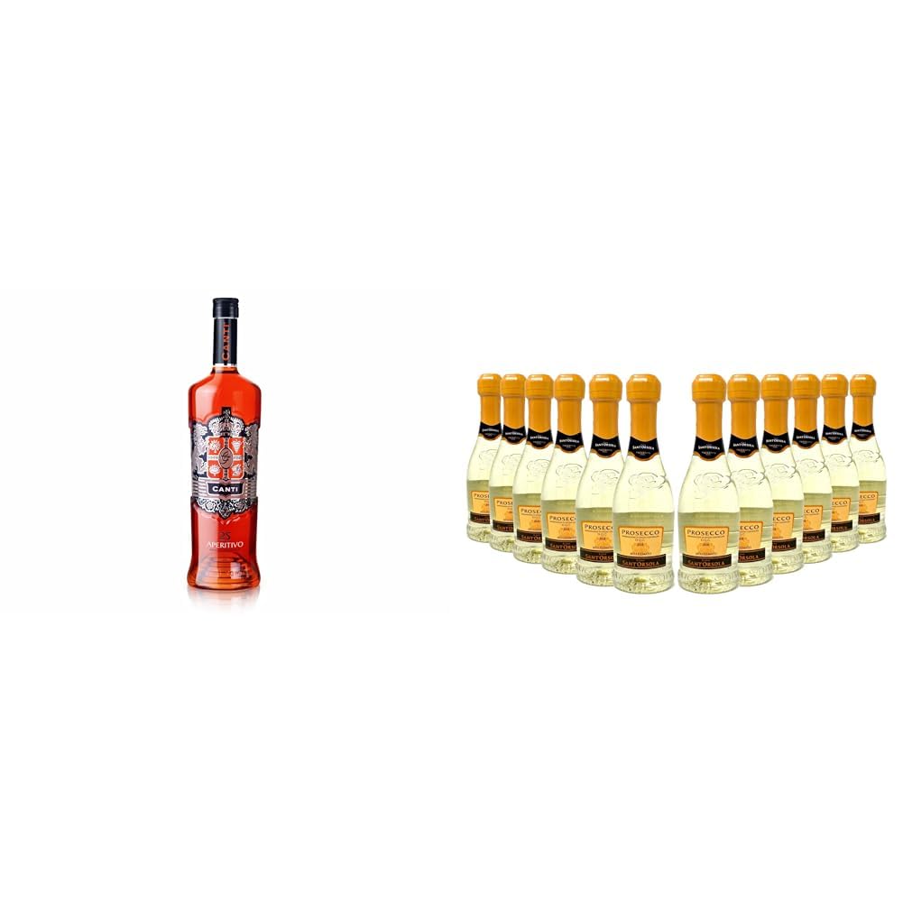 Bundle of Canti - 25 Aperitivo, Ideal para Spritz, 1x1L + Canti - Prosecco D.O.C. Millesimato, Vino Espumoso Extra Seco, 12x200 ml