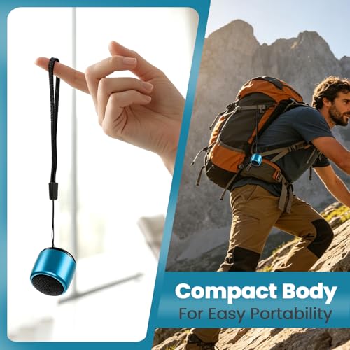 Image of Best Mini Portable Bluetooth Speaker with HD Sound & Bass I Smallest Wireless Bluetooth Speakers for Phone /PC /Tablet I Photo Selfie Button Answer Phone Calls I Cute Tiny Speaker (Blue)