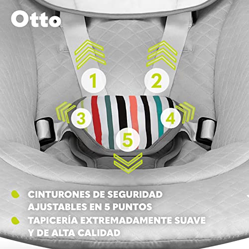 Miniatura 4 de Lionelo Otto Columpio Portátil Para Bebés Hasta 9 Kg, 5 Velocidades De Balanceo, Sistema De Cinturones De Seguridad, Fácil Montaje, Arco De Juguetes Interactivos Ajustable Gris Gris