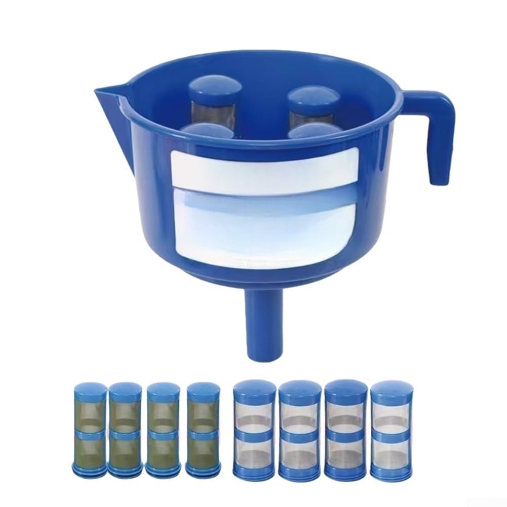 Separatore di olio a imbuto con 4 elementi filtranti a doppio strato, 12 filtri, separatore di liquidi industriali in plastica rimovibile per la pulizia del sistema