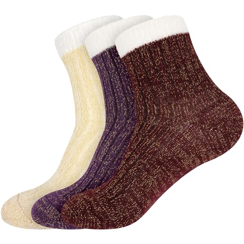 Image of BambooMN Women's Double Layer Thick Cabin Winter Socks - 3 Pairs