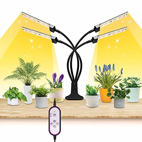 Grow Light, WZDRAGON 60W Sunlike Full Spectrum for Indoor Plants Flowers Veg Succulents Potted Growth, 288 LED Lamps with 4/8/12H Timer, 6 Dimmable Level, Adjustable Gooseneckï¼Œ3 Switch Modes