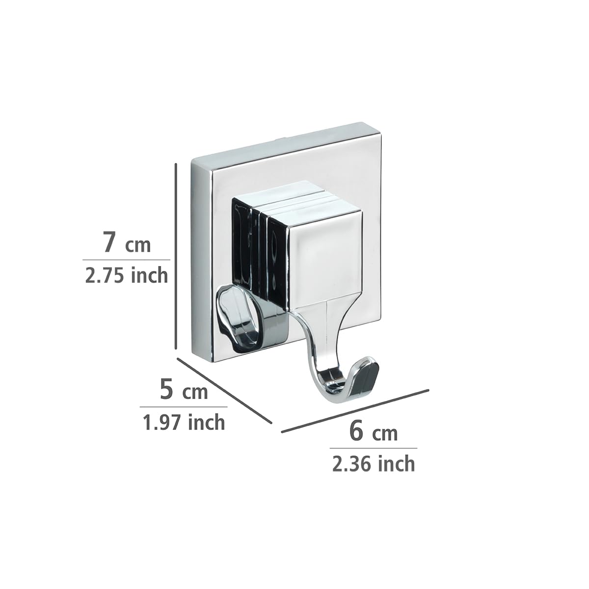 WENKO Vacuum-Loc® gancio da parete Quadro 2 pezzi, ABS, 6 x 7 x 5 cm, Lucido