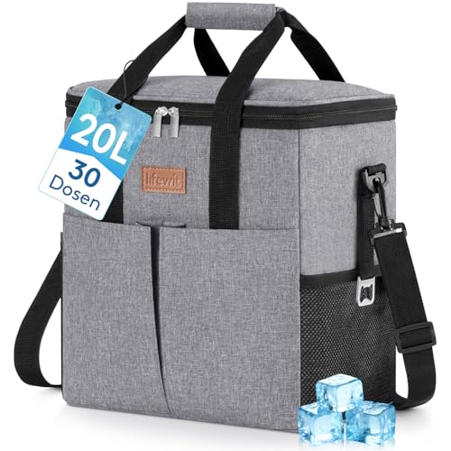 Lifewit Kühltasche 20L, faltbar und wasserdicht, Grau