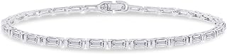 2mm Tennis Bracelet for Women Classic Baguette cut Lab Created Moissanite Stacking Dainty Bracelets in 18K Gold Plated Jewelry Gift for Her