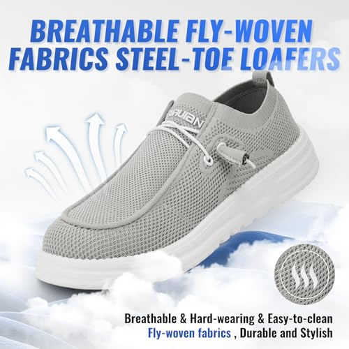 Image of Furuian Steel Toe Shoes for Men Low-top Safety Work Shoes for Men Lightweight Steel Toe Sneakers Comfortable Canvas Work Loafers Zapatos De Trabajo para Hombres