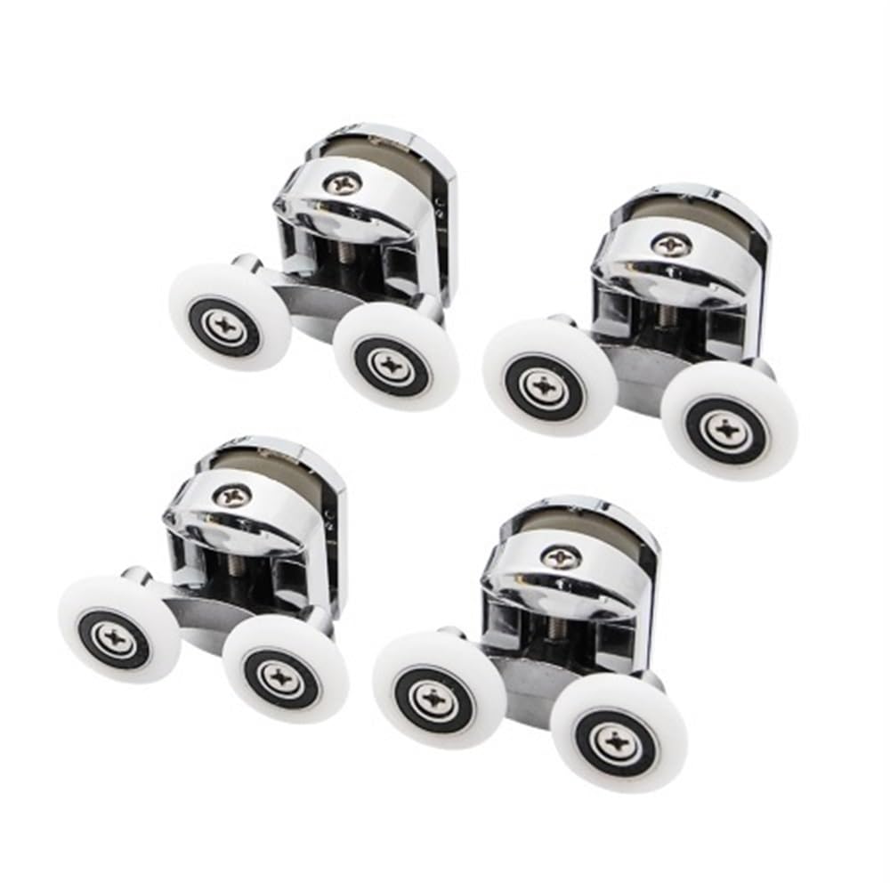 Shower Door Rollers 8pcs 23mm/25mm/27mm Shower Door Rollers Zinc Alloy Double-Wheel Sliding Roller Bearing Wheel Runners Replacement(4pcs Upper,27mm)