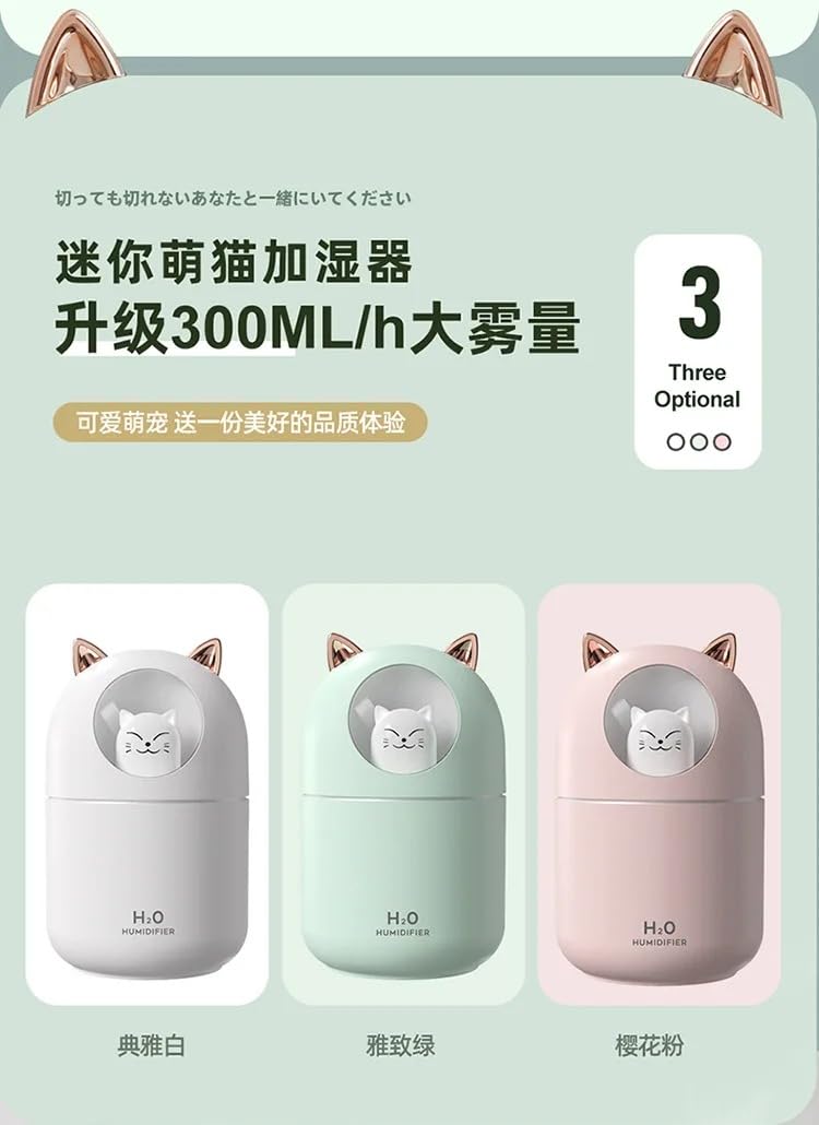 mobigon Wood Cool Mist Ultrasonic Humidifier for Room Moisture, Aroma Diffuser for Home, 300ml Essential Oil Diffuser with 7 Colorful Night Light, Auto Shut-Off, Home, Office, car (E.Turquize)