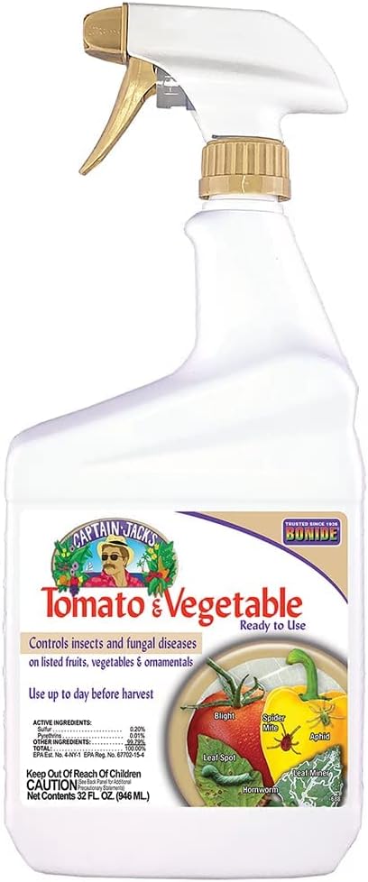 Bonide Captain Jack's Tomato & Vegetable Spray, 32 oz Ready-to-Use Spray, Insect & Disease Control for Organic Gardening (Pack of 2)