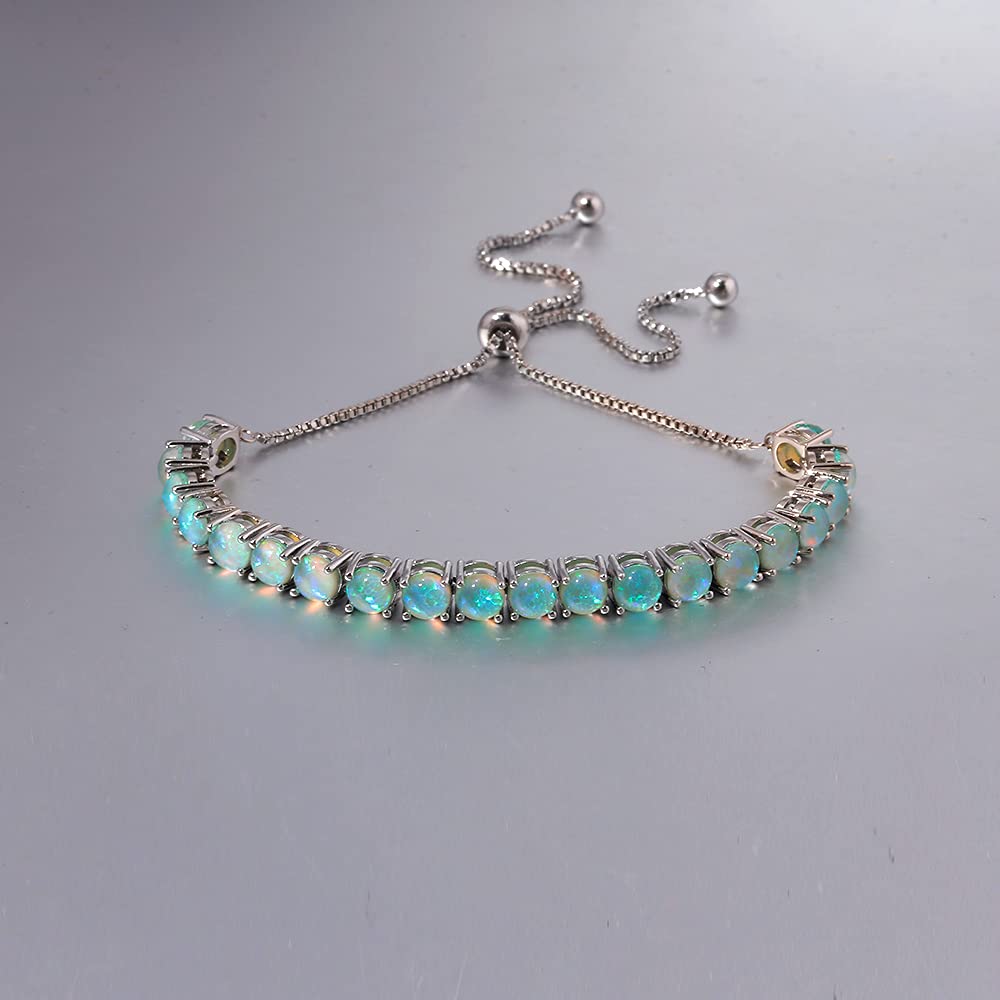 CiNily Adjustable Silver Plated Opal Tennis Bracelet for Women Girls - Fashion Jewelry Gift | Opal Bracelets in Sterling Silver,Rose Gold and Yellow Gold Plating - Image 7