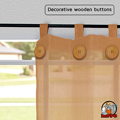 Image of HIPPO High Density Polyethylene 150 GSM Outdoor Loop Curtains Sun & UV Protection, Light-Filtering Balcony Curtain (Beige-Brown, 4.5FTX9FT, 1PC)