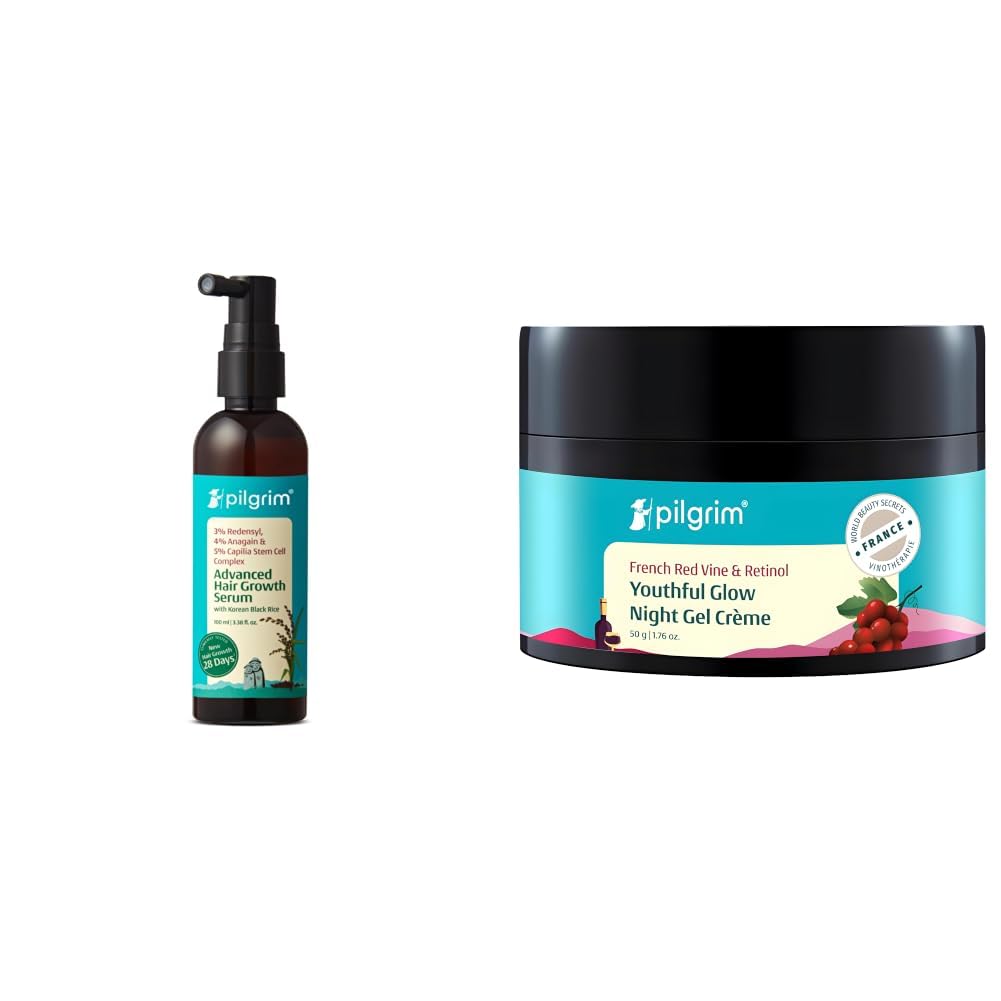 PILGRIM Redensyl 3% + Anagain 4% + 5% Capilia Stem Advanced Hair Growth Serum (100ml) with Rosemary & K & French Red Vine Anti Aging Night Cream for women with Retinol, Mulberry & Vitamin C For Glowin-image-18