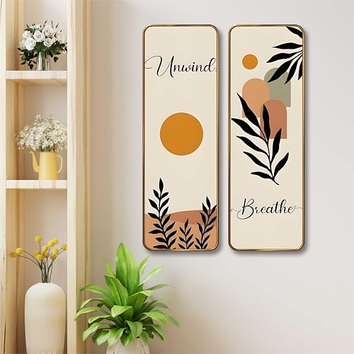 Livin'luxe Unwind & Breathe Abstract Wall Panel Set of 2 | Premium Sparkle Lamination Finish | Minimal Modern MDF Wall Décor for Living Room, Bedroom & Office (12 x 18 Inch) AS-07