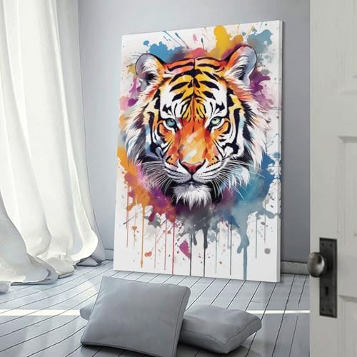 Art mural de tigre POLIUAWS en cadeau pour enfants passionnés d'animaux