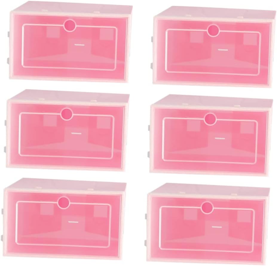 Garneck 6pcs Shoes Storage Boxes Stackable Shoe Containers Lid Closet Organizer for Home Office