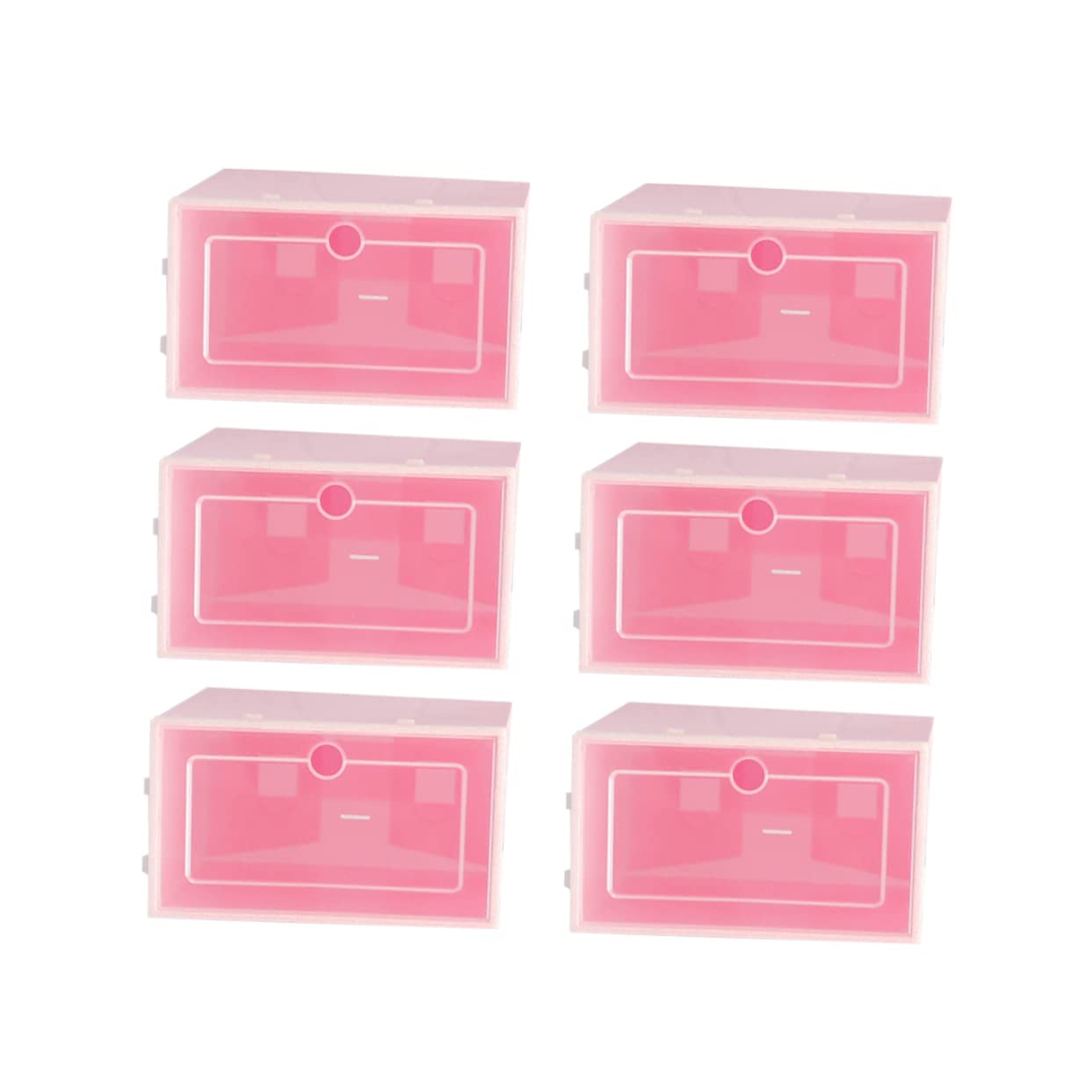 ABOOFAN Scatola Portascarpe Impilabile 6 Pezzi in Pp, Rosa, Trasparente