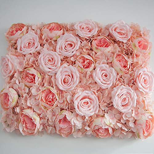 SILK FLOWER WALL PANEL 40CM X 60CM 2 COLOURS WEDDING BACKDROP DECOR (Pink)