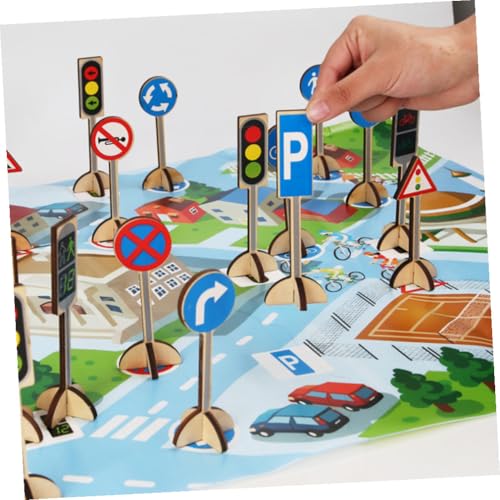 Jeu éducatif de panneaux de signalisation en bois pour cadeau - 4