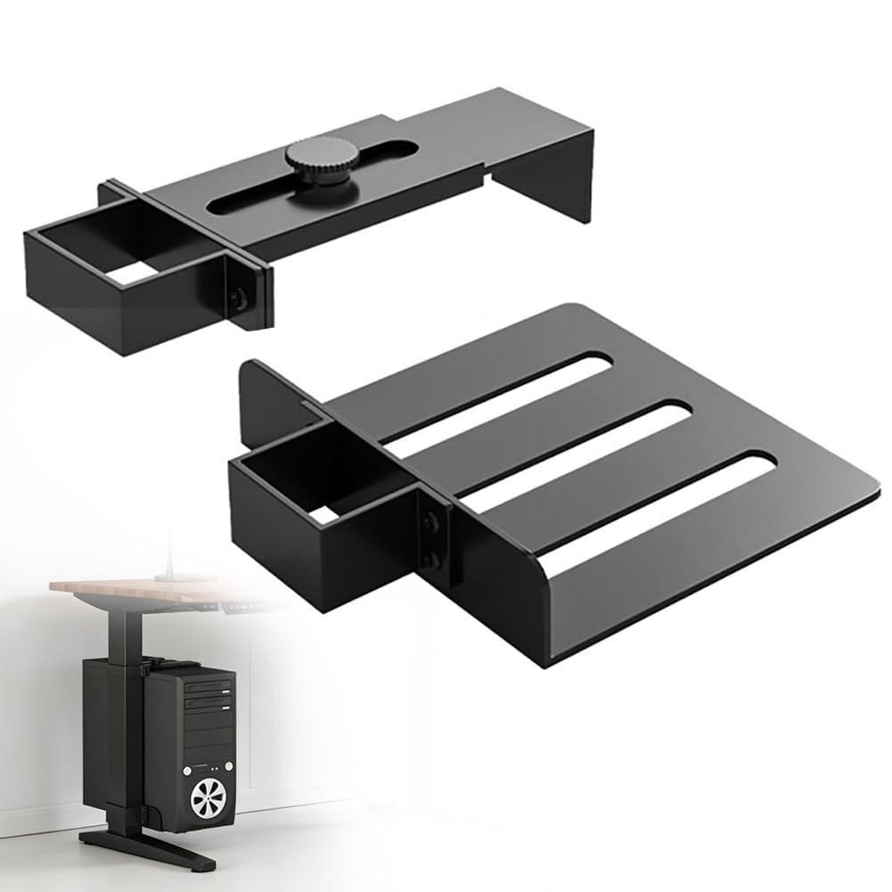 Soporte para PC debajo del escritorio, soporte para ordenador sin necesidad de taladrar, capacidad de carga de 18 kg, soporte ajustable para debajo de la mesa de ordenador, soporte para ordenador para