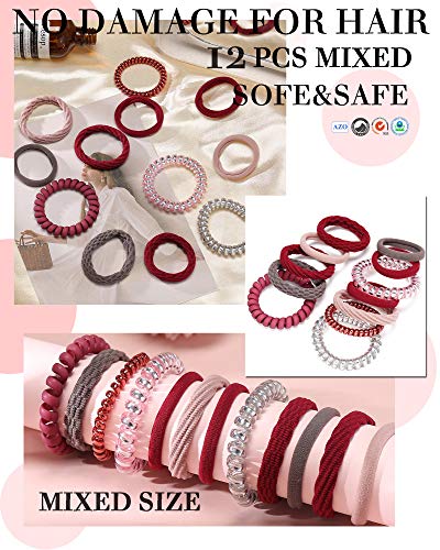 image for FAXHION Spiral Hair Ties No Crease Coil Hair Coils Mixed Ponytail Hold