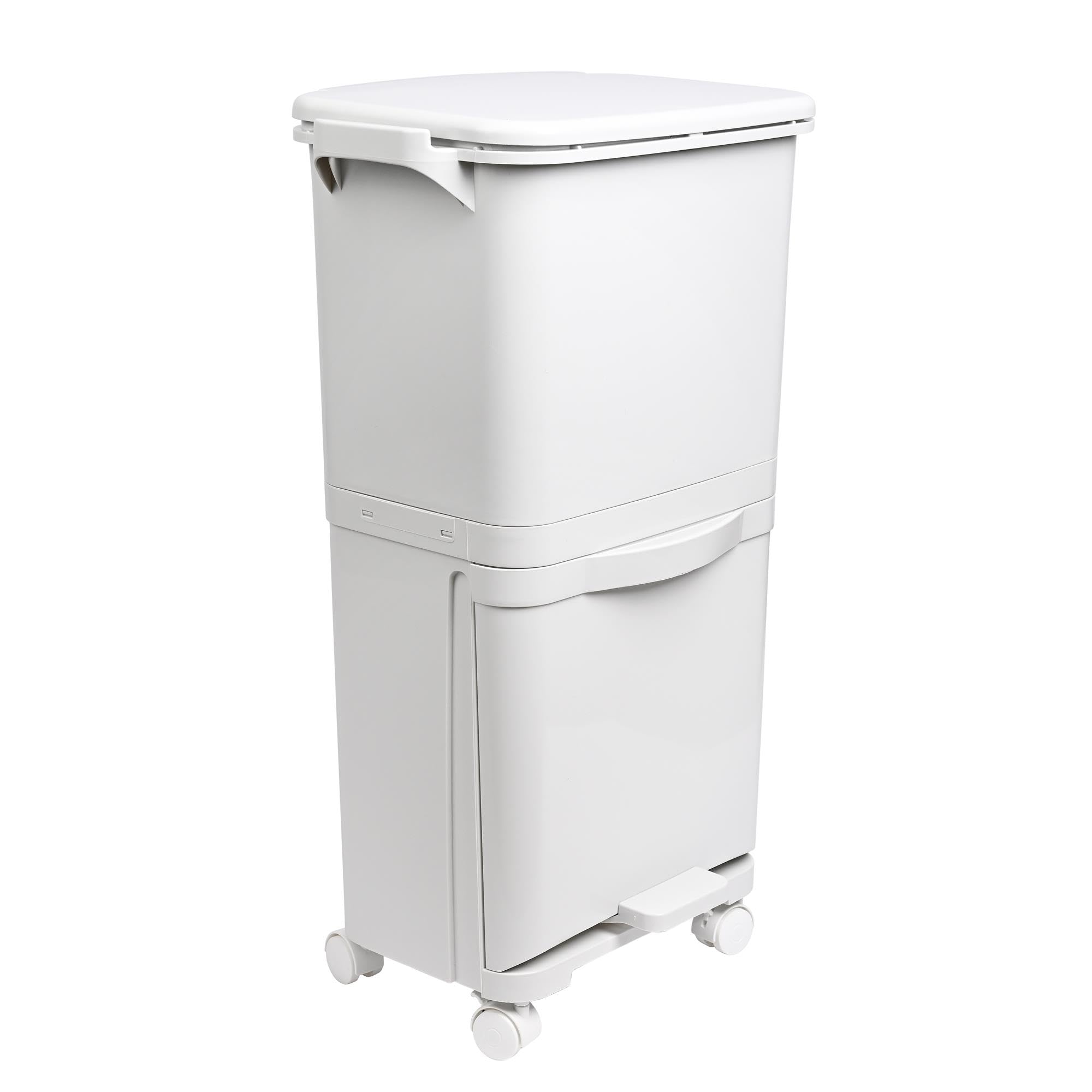 WELL HOME MOBILIARIO & DECORACIÓN Pattumiera a pedale selettiva, con doppio scomparto da 38 litri e manico a pedale (24 l + 14 l).