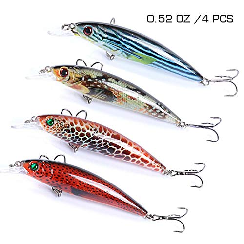 DEARFUN Dynamic Saltwater 3D Minnow Fishing Lures Floating Salt Swimbait Wobbler，for Fishing Bass