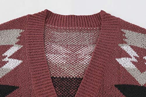 Ferbia Women Boho Cardigan Aztec Open Front Loose Slouchy Sweaters Tribal Long Sleeve Knitted Christmas Jacket Coat #TOP2