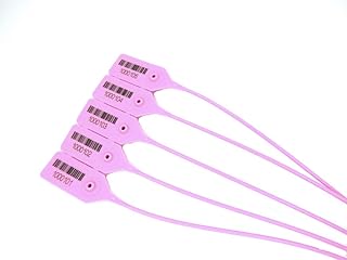 Pull Tight ECO Plastic Seal, 100 Pcs. Pink Color. Size 15 Â¾ inches â€“ 400 mm. Numbered, Barcode, Adjustable. Metal Insert, Tamper Tags, Best Rank, Disposable, Safety Lock. BFSEALS