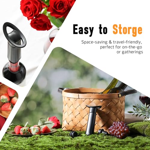OWO Wine Vacuum Pump and 4 Stopper, Wine Saver & Preserver, Reusable Air Remover Pump Keeps Fresh - Thumbnail 7