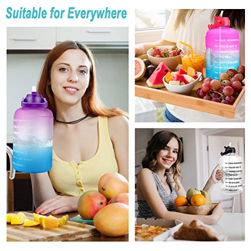 Image of QuiFit 1 Gallon Water Bottle - with Straw & Motivational Time Marker Leak-Proof BPA Free Reusable Gym Sports Outdoor Large(128OZ /73OZ) Capacity Water Jug