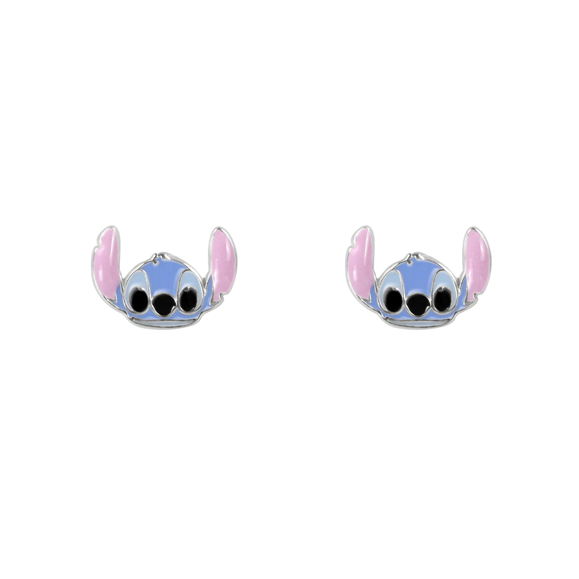 Disney Womens Sterling Silver 925 Stitch Enamel Stud Earrings