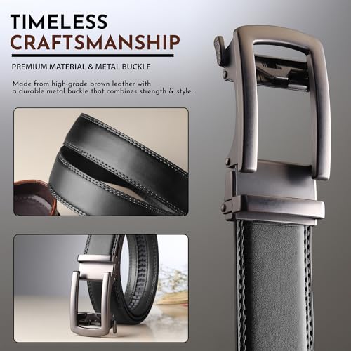 Image of Men's Vegan Leather Belt for Men, Formal /Casual,Autolock| Fit on up to 38 Inches Waist size