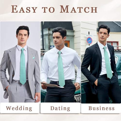 Image of Enlision Mens Ties Stripe Tie and Pocket Square Set Classic Formal Woven Neckties Handkerchief Cufflinks Wedding