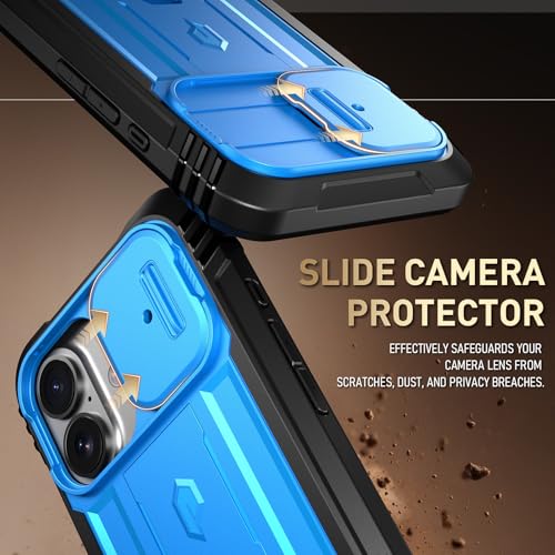 Image of Poetic for iPhone 17 Case with Camera Control Capture Button, [Slide Camera Cover] [Built-in Stand] [Built-in Screen Protector] Full-Body Military Grade Rugged Phone Case for iPhone 17, Light Blue