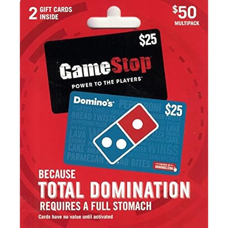 Dominos/Gamestop Pizza and Video Game Gift Cards, Multipack of 2