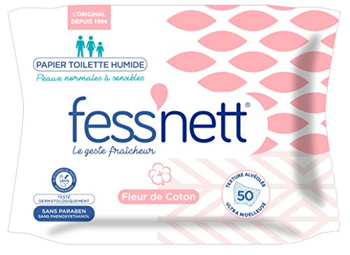 Papier toilette humide Fess'Nett lingette intime WC biodégradable Fleur de Coton