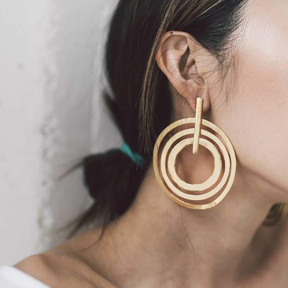 DoubnineDOUBNINE Large Circle Hoops Multi Loop Gold Silver Matt Geometric Earrings Women Jewelry Gift