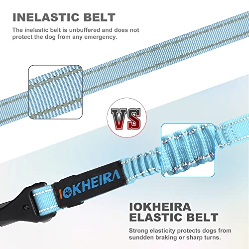 Image of Dog Seat Belt 3-in-1 Car Harness for Dogs Adjustable Safety Seatbelt for Car Nylon Reflective Bungee Fabric Dog Car Harness with Clip Hook Latch & Buckle, Swivel Zinc Alloy Carabiner (Light Blue)