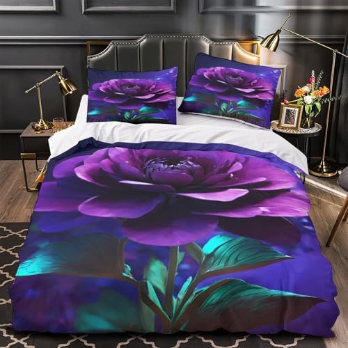 Housse de couette crocus violet 200x200 parure lit 3D