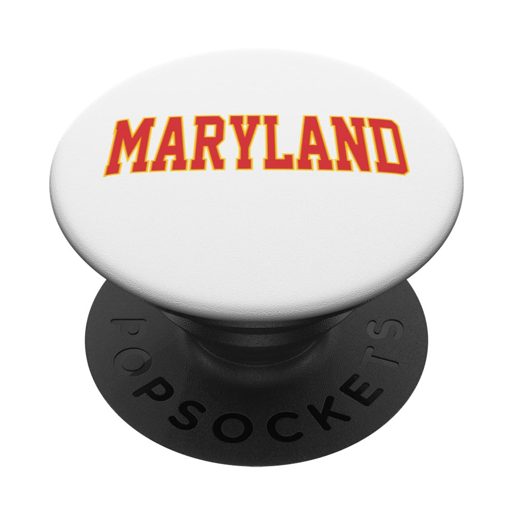 Retro Maryland Tee Vintage Maryland Red Gold Throwback Shirt PopSockets Swappable PopGrip, Black