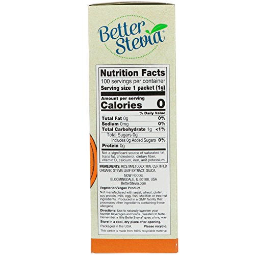 Now Better Stevia Natural Sweetener, 100G (100 Packets-1Packet 1G) #TOP1