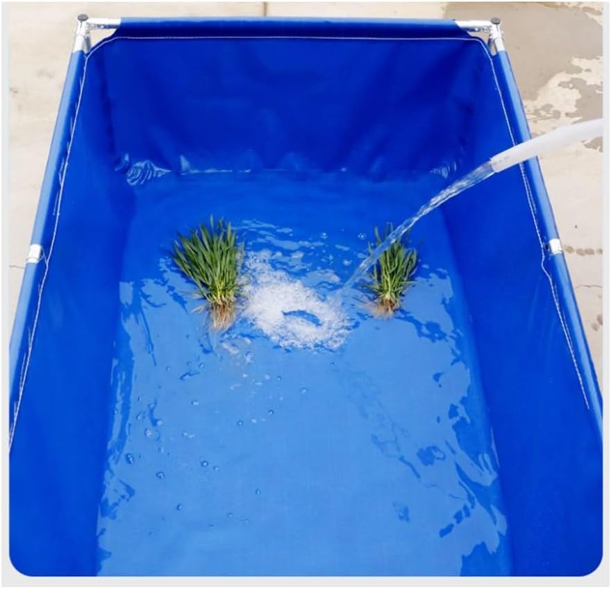 Extra Thick Above Ground Pool, Outdoor Fish Pond for Breeding, Durable Canvas Folding Swimming Pool, Ideal for Household Use & Balconies (150x100x80CM)