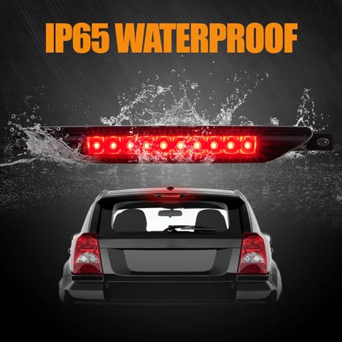 Image of Third 3rd Brake Light LED for 2011-2017 Jeep Grand Cherokee /Dodge Durango, High Mount Rear Brake Lights Assembly for 2007-2016 Jeep Compass, Waterproof Center Cab Lamp Stop Light (Black)