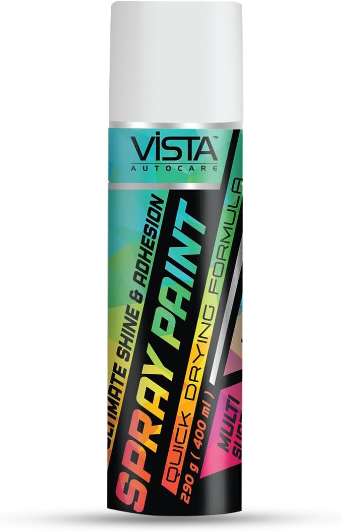 Vista Auto Care Spray Paint Lacquer 400 Ml (290 G) | Quick Drying With Gloss Finish For Metal, Wood, Walls | Acrylic Spraypaints, Transparent