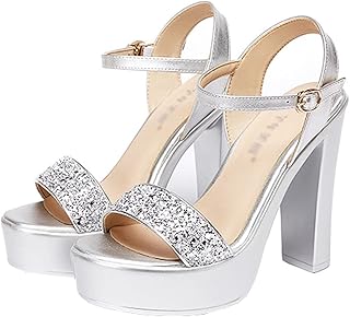 キラキラ サンダル レディース 厚底 アンクルストラップ サンダル ハイヒールサンダル パーティー 太ヒール 大きいサイズ キャバサンダル 厚底サンダル ストーム ヒール8cm 小さいサイズ 靴 女性 大人