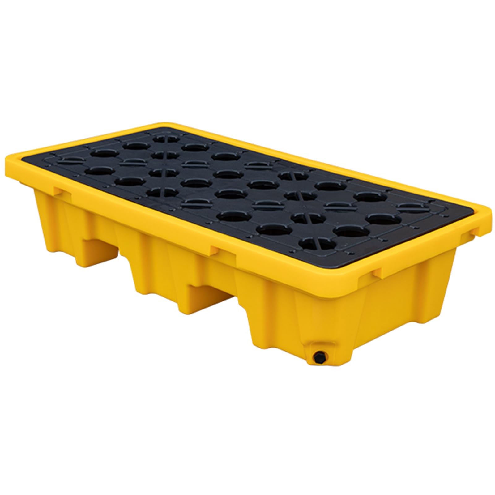 Ölauffangwanne, modulare, auslaufsichere Plattform, gelb/Schwarze Polyethylenpaletten, abnehmbare, rutschfeste Aufbewahrung für Garage, Farbeimer, Chemikalienbehälter (130 x 68 x 28 cm)