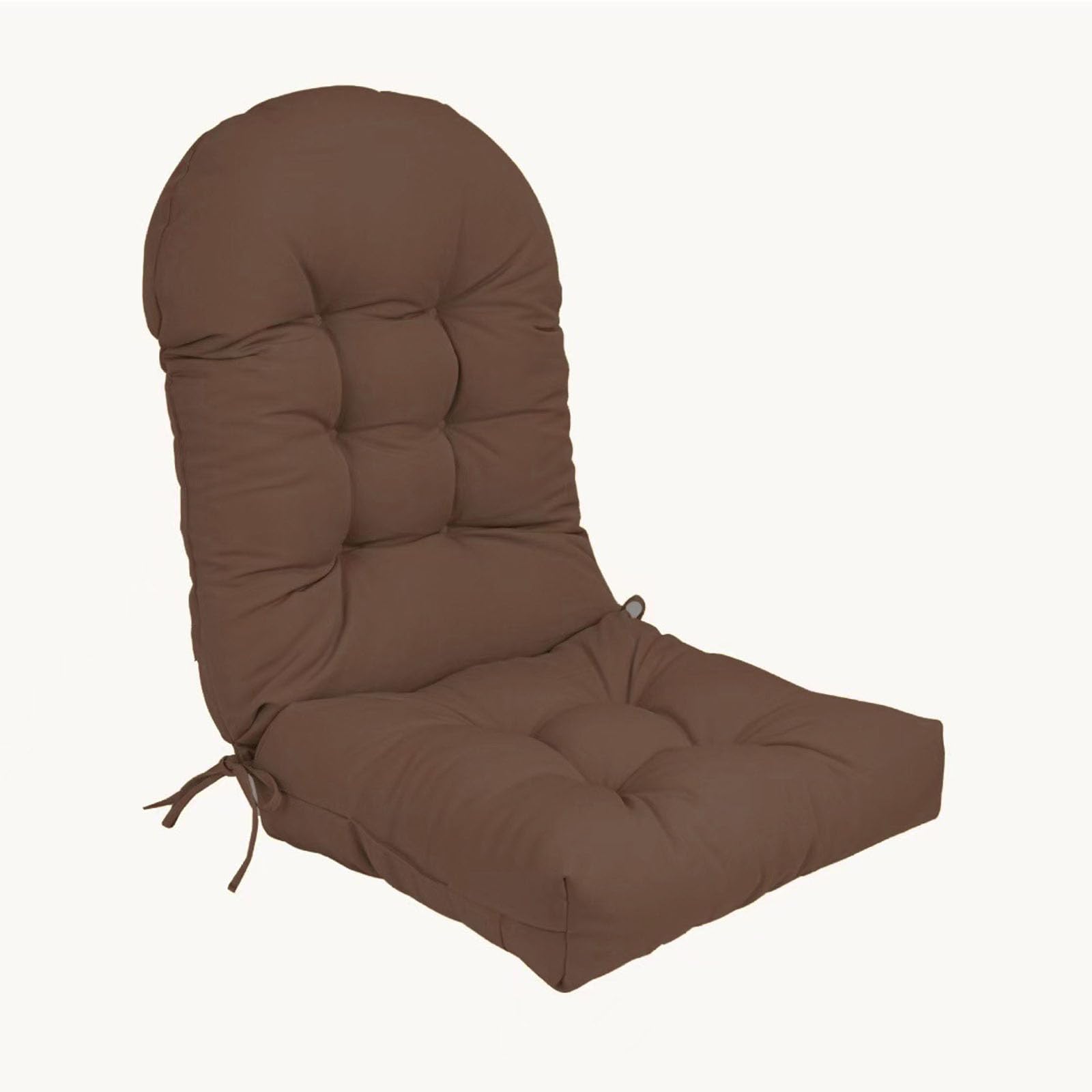 Cojín de silla con respaldo alto impermeable y de felpa color marrón para terraza
