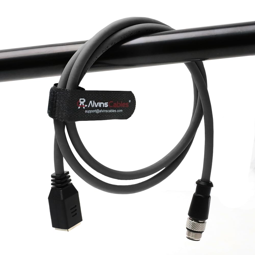 Alvin's Cables M12 D-code de 4 pines macho a RJ45 Cable Ethernet hembra para sensor de cámara industrial, cable CAT6A de alto consumo RJ45 para aplicación de automatización 49.2ft/15m